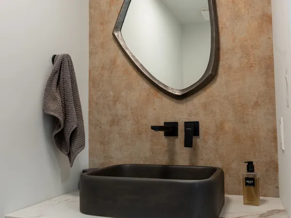 Margate Coastal Transformation — Powder room with vessel sink
